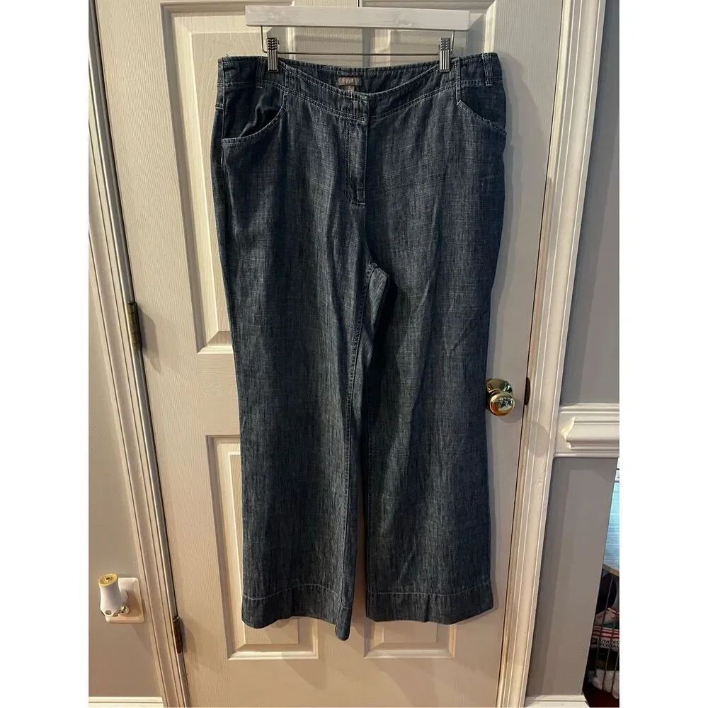J. Jill Linen Blend Coastal Grandma Wide Leg Jeans sz 16T EUC